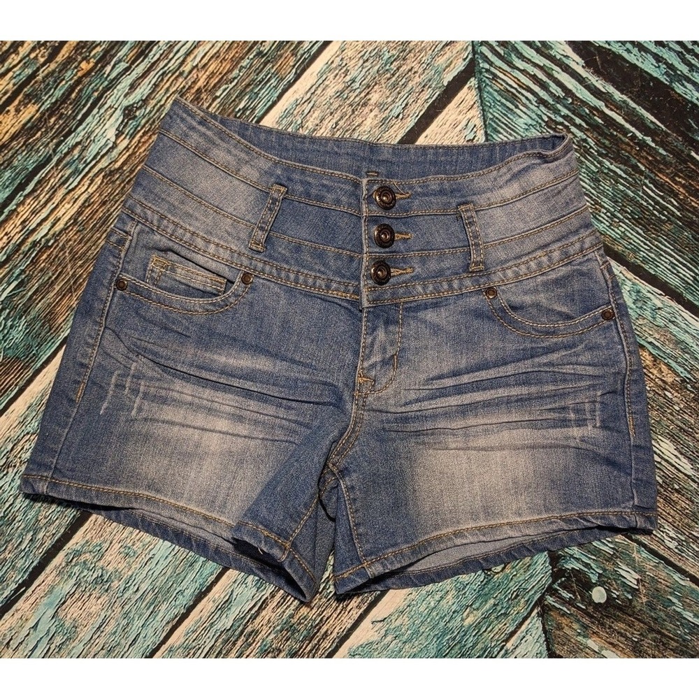 Y2K Coquette Festival Hot Girl Summer Denim‎ Shorts - Blue Asphalt Size 7